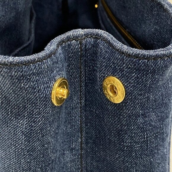 Auth PRADA Canapa - Blue Black Denim Tote Bag - Picture 13 of 15